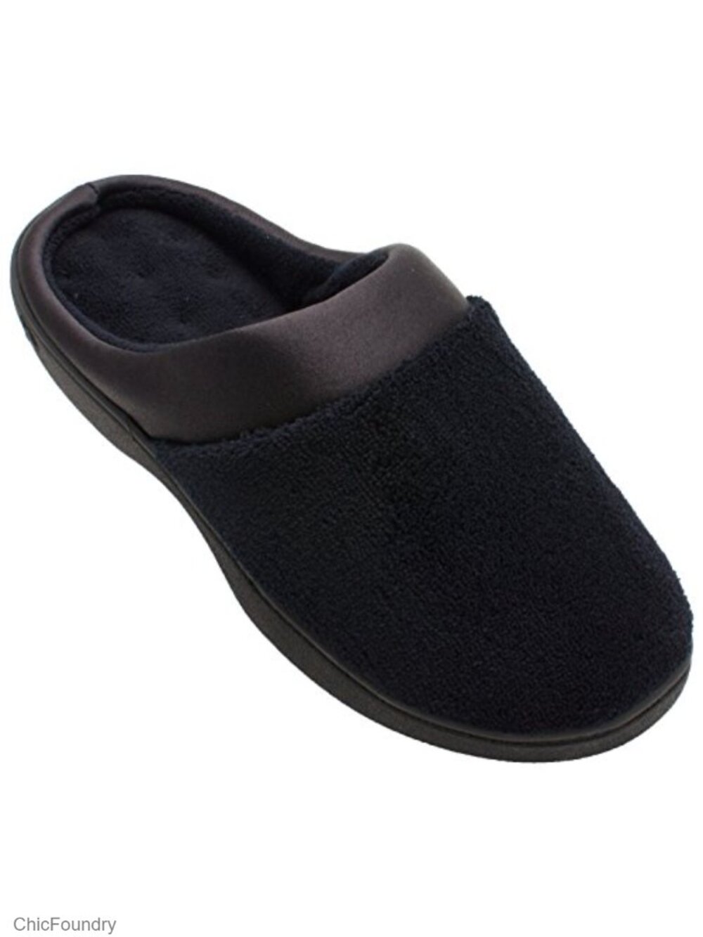 Memory Foam Slip On Slippers with Satin Trim and Microterry Lining